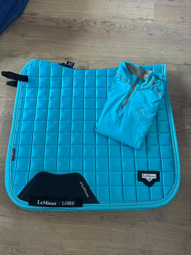 Loire Turquoise Lemieux dekje maat L+ baselayer maat S, Full (L), Ophalen of Verzenden, Gebruikt, Dressuurdekje