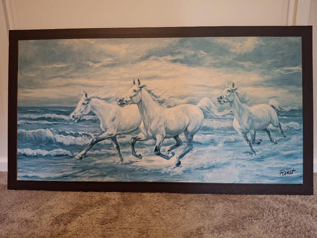 Faust zeefdruk 3 paarden op het strand, Ophalen
