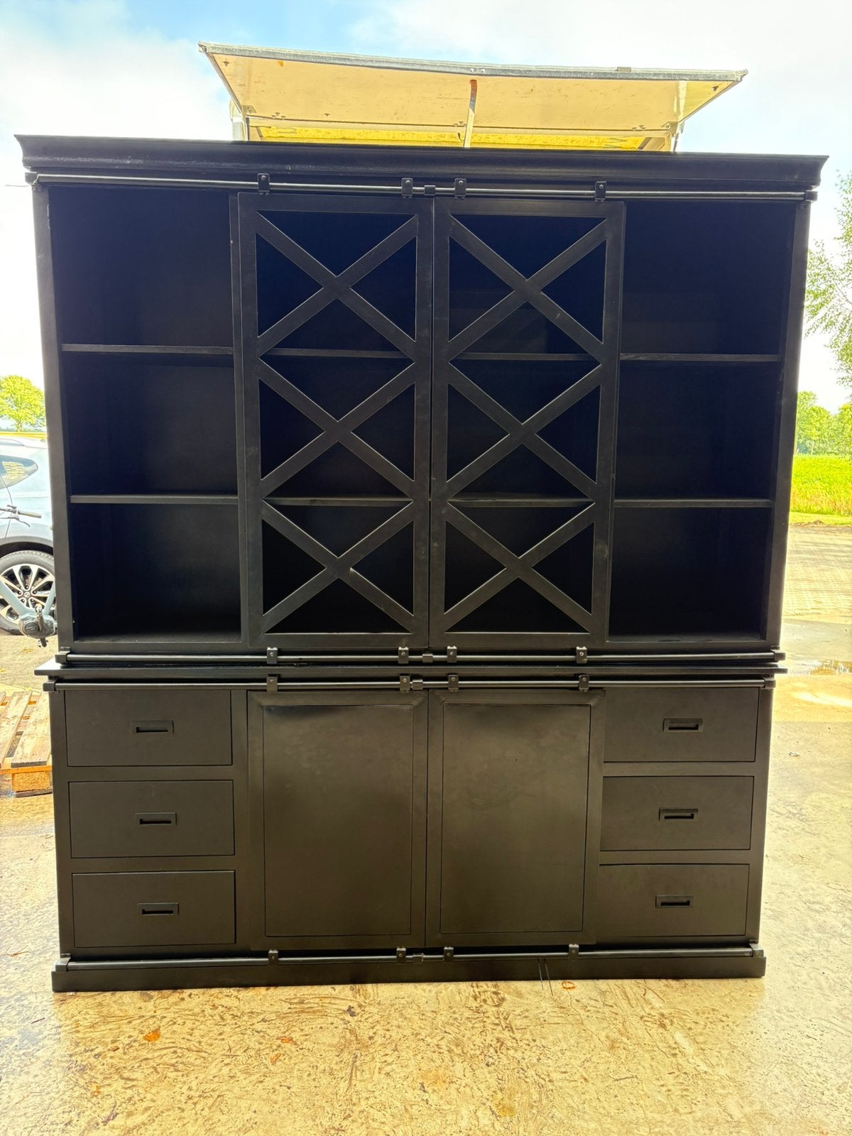 STOERE ZWARTE MANGOHOUTEN BUFFETKAST – NU €750!, Ophalen, Nieuw, 25 tot 50 cm, 200 cm of meer