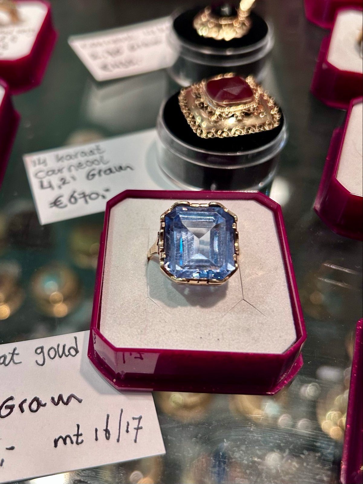Prachtige 14k Gouden Topaas Ring - Maat 16,5, Sieraden, Tassen en Uiterlijk, Ringen, Blauw, Ophalen of Verzenden, X, Met edelsteen