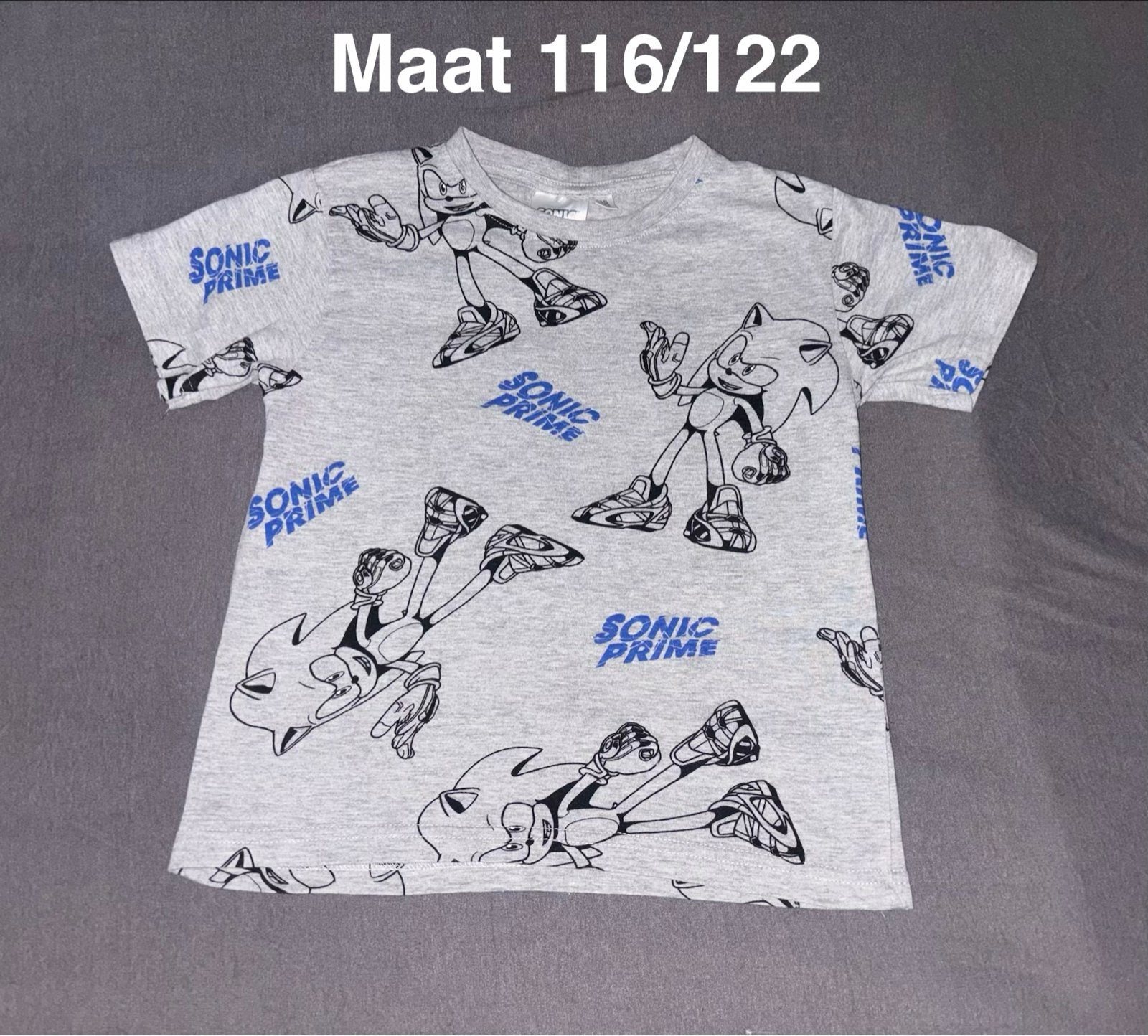 Sonic T-shirt grijs maat 116/122, Ophalen of Verzenden, Zo goed als nieuw, Jongen, Shirt of Longsleeve