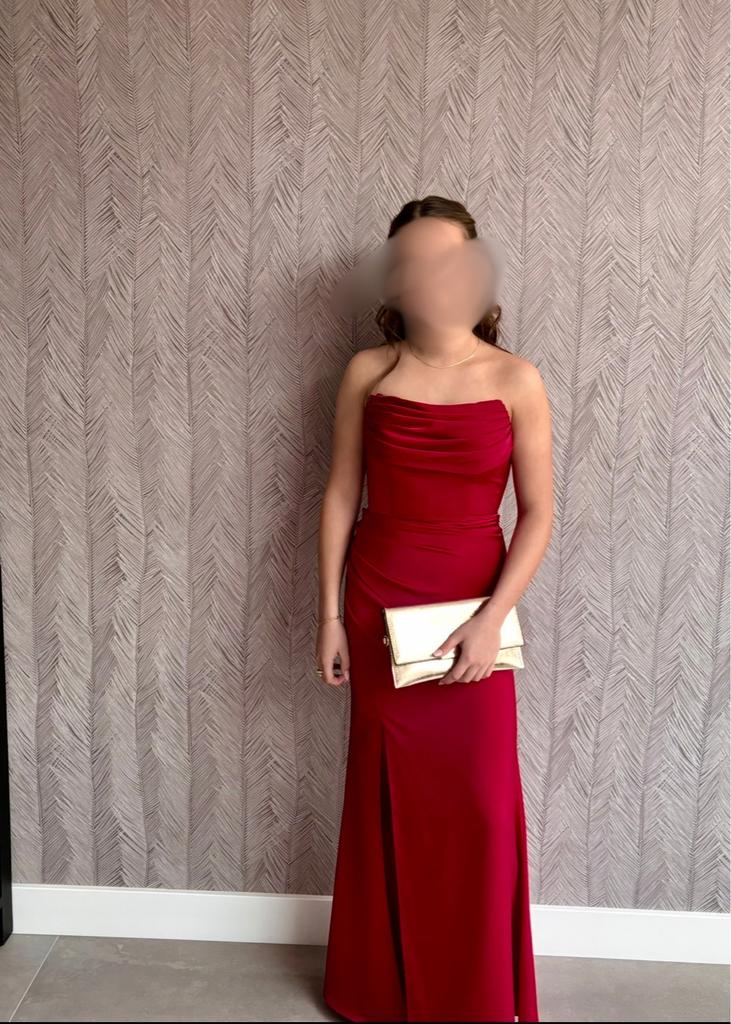 Rode Galajurk met Split - maat 36, Kleding | Dames, Ophalen of Verzenden, Zo goed als nieuw, Rood, Galajurk