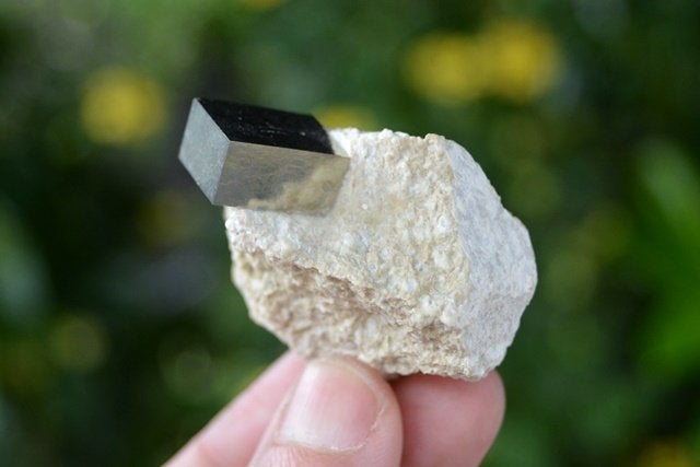 Pyriet kubus in Mergel (nr. 7), Verzamelen, Mineralen en Fossielen, Ophalen of Verzenden, Mineraal