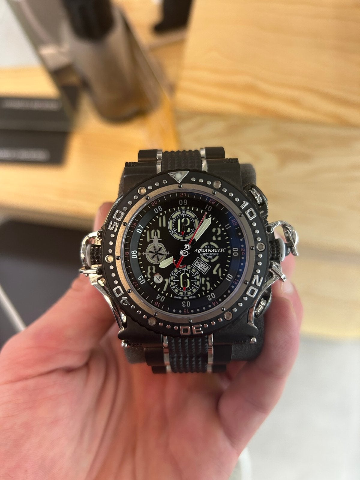 Aquanautic Super King Cuda S.U.B. Autoturbine Dive SK/SKWCHV, Sieraden, Tassen en Uiterlijk, Overige merken, Staal, Polshorloge