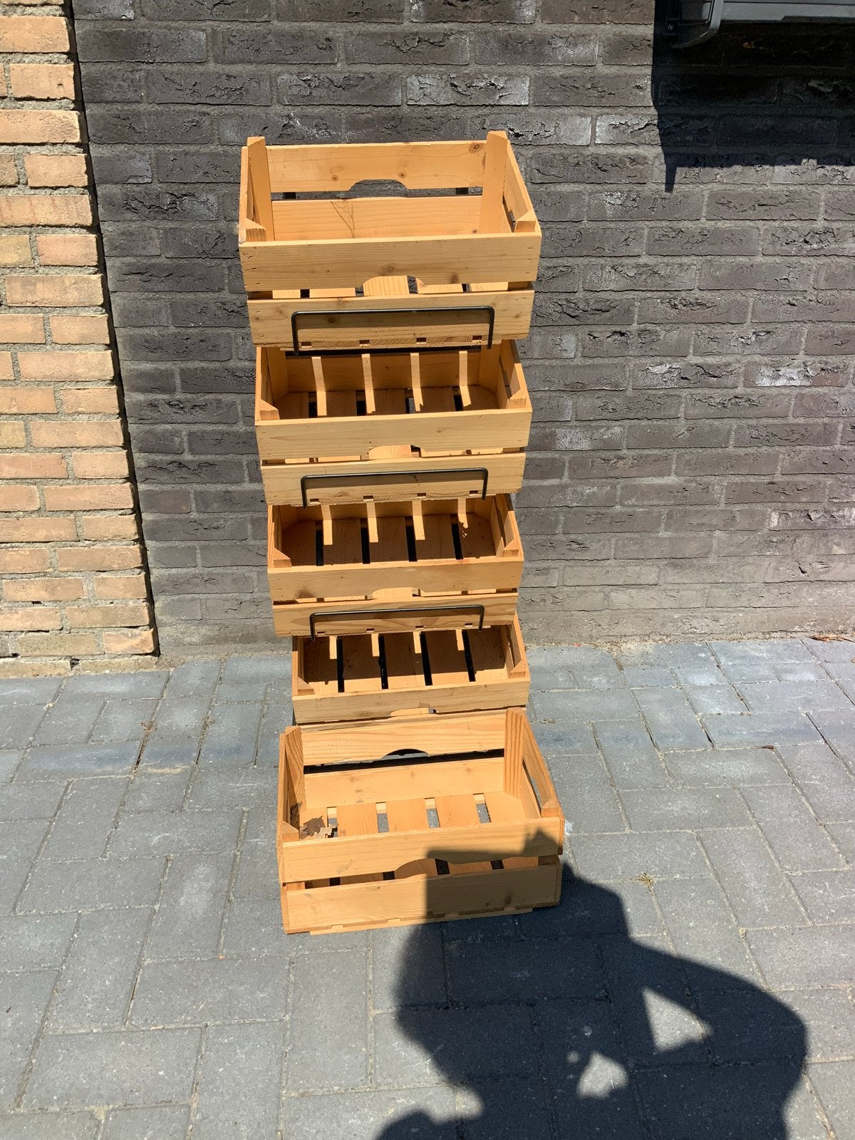 Houten kratten opbergrek - 5 stuks, Huis en Inrichting, Woonaccessoires | Kisten, Minder dan 50 cm, Gebruikt, Ophalen of Verzenden