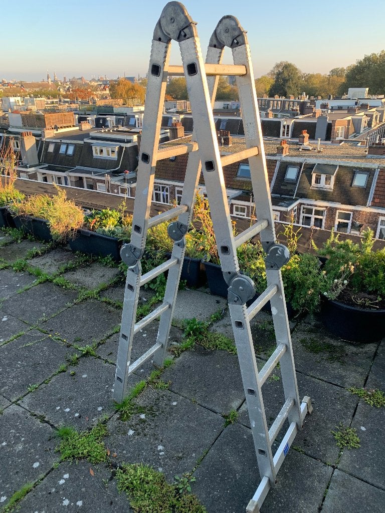 Opvouwbare aluminium ladder, Ophalen, Gebruikt, Ladder, Opvouwbaar of Inschuifbaar