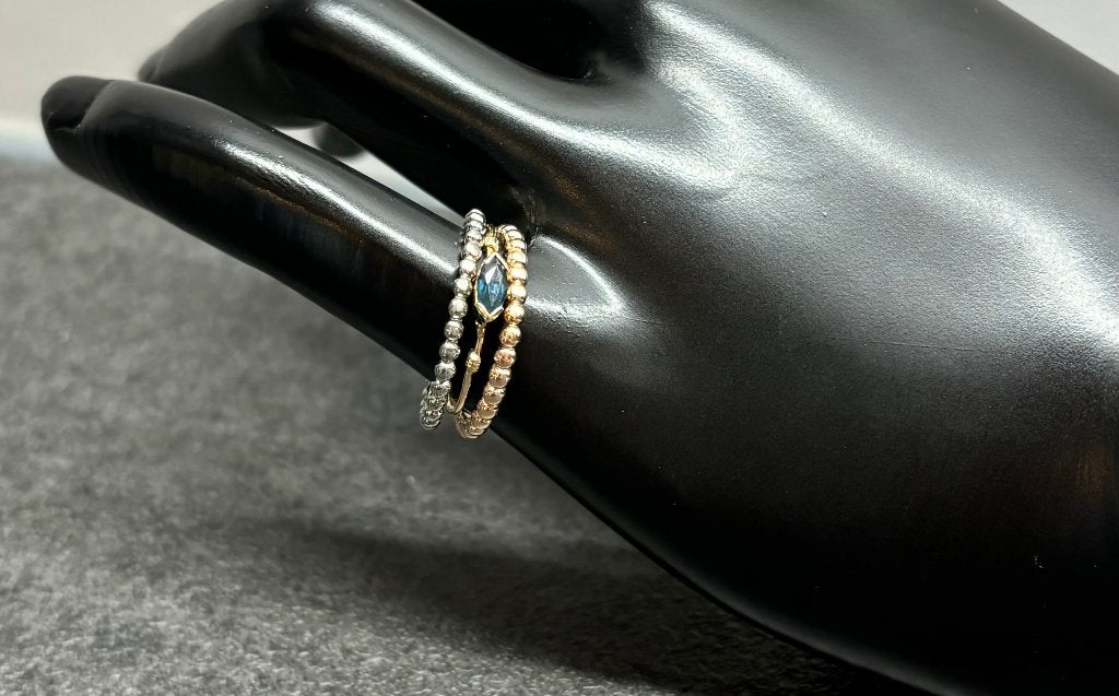 14k gouden set aanschuif ringen saffier bollen rose dames, Sieraden, Tassen en Uiterlijk, Voordeelsieraden, Ophalen of Verzenden