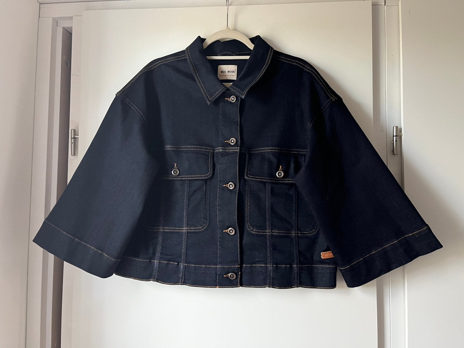 Mosh Mosh donkerblauw jeansjasje 3/4 mouw mt.L, Maat 42/44 (L), Nieuw, Jasje, Mosh Mosh