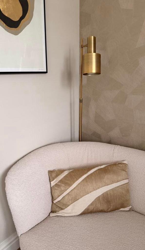 Japandi Beige Kussen met Organische Print, Ophalen of Verzenden, Nieuw, Beige, Rechthoekig