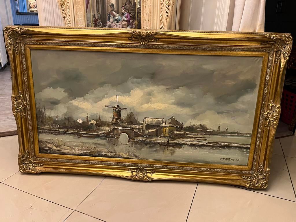 Heel groot olieverf schilderij, Ophalen of Verzenden