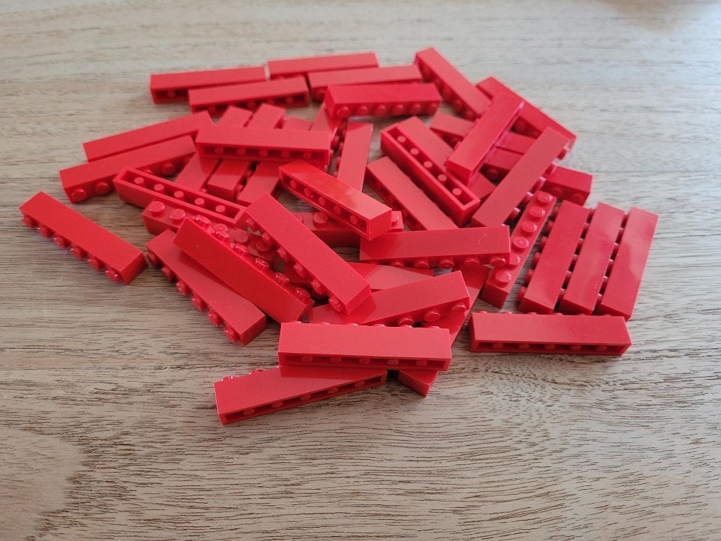 Partij J540=50x Nieuwe Rode Lego stenen 1x6(Meerdere setjes)