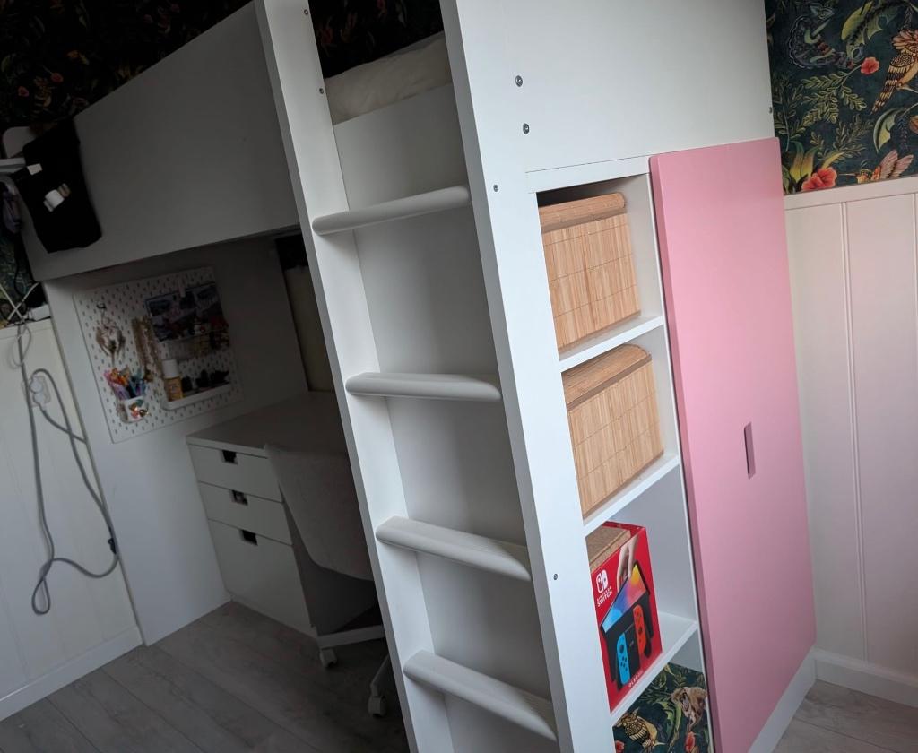 Ikea hoogslaper Smastad met bureau, Ophalen, Overige materialen, Gebruikt, 90 cm