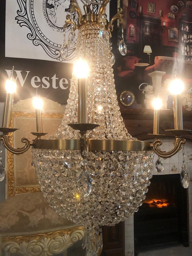 Groot kristallen kroonluchter swarovski zakkroonluchter, Huis en Inrichting, Lampen | Kroonluchters, Ophalen, Zo goed als nieuw