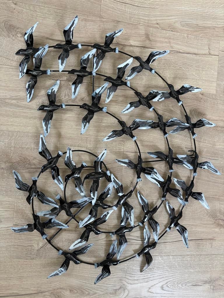 Metalen wanddecoratie zwerm vogels, Ophalen