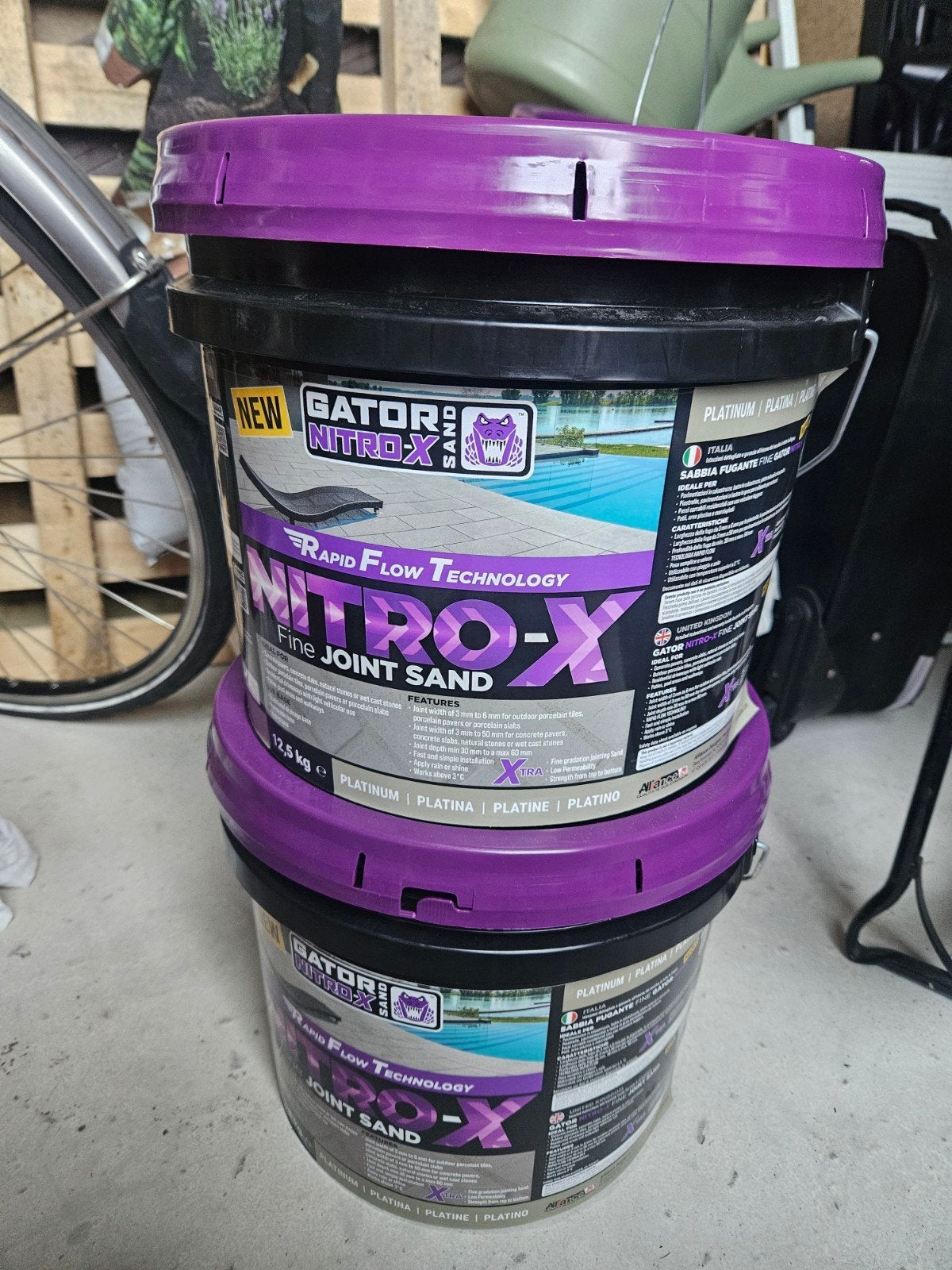 2 emmers (25kg) Gator Nitro X Voegmortel Platina/Grijs, Tuin en Terras, Ophalen