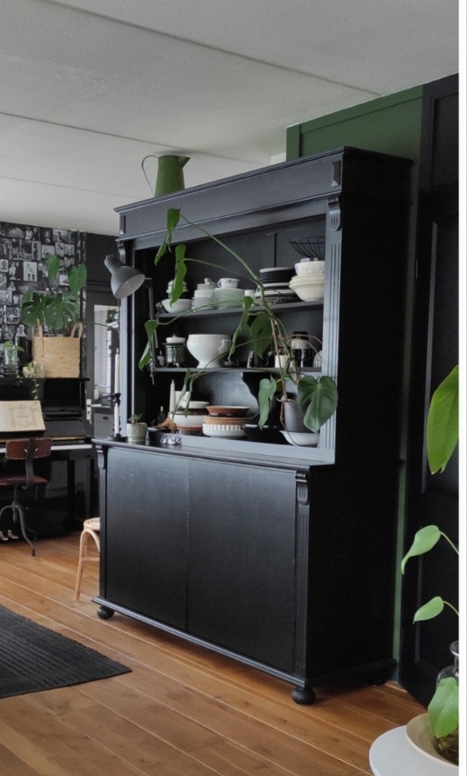buffetkast zwart, Huis en Inrichting, Ophalen, Gebruikt, 200 cm of meer, Glas