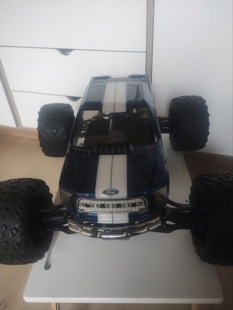 Traxxas E-Maxx met Raptor body en Velineon 4S combo, Ophalen of Verzenden, Gebruikt, Elektro, Auto offroad