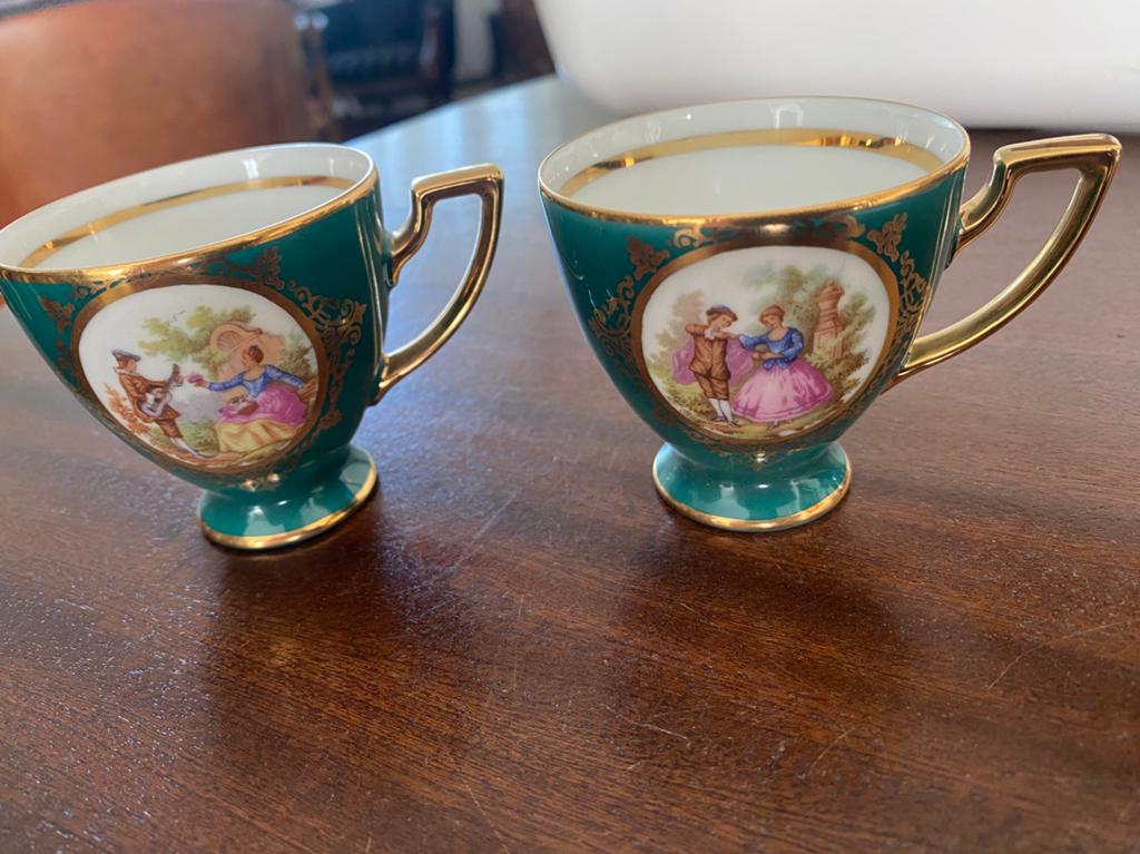 2 mokka/ espresso kopjes Limoges zonder schotels, Ophalen of Verzenden