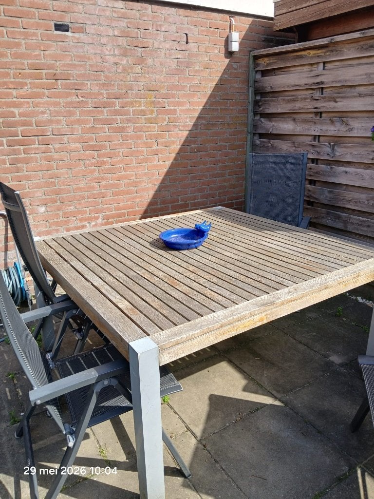 vierkante teakhouten tuintafel, Ophalen, Gebruikt, Vierkant, Teakhout