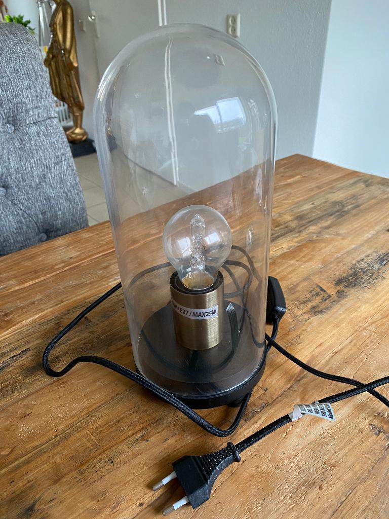 Z g a nieuwe tafellamp - het glas 26cm hoog - 28,5 cm totale, Ophalen of Verzenden, Zo goed als nieuw, Glas, Minder dan 50 cm