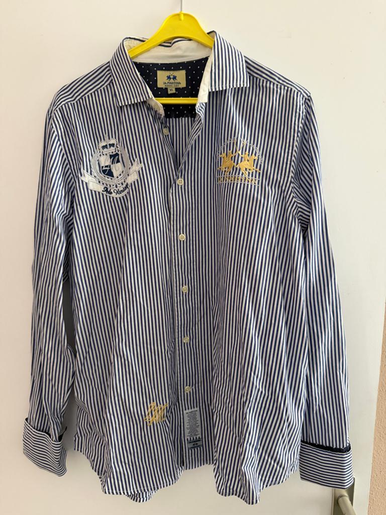 La Martina heren overhemd XL, Ophalen of Verzenden, Zo goed als nieuw, Blauw, Halswijdte 43/44 (XL)