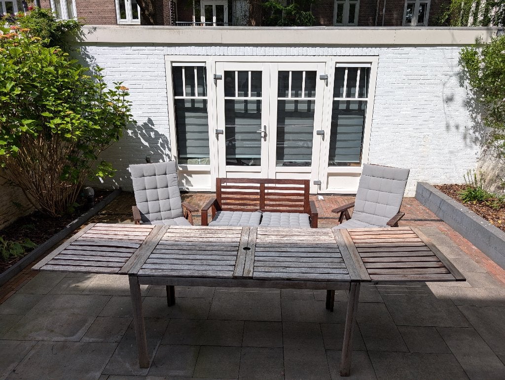 Ikea Garden table and chairs with covers, Ophalen, Gebruikt, Hout, Tuinset