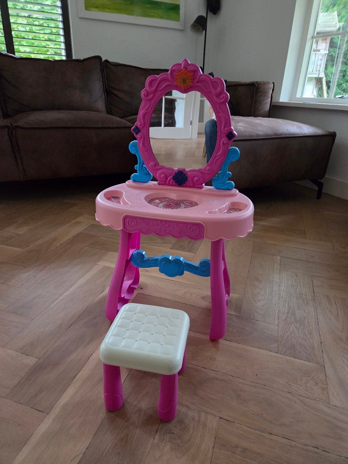 Roze kaptafel met krukje voor kinderen, Ophalen of Verzenden, Zo goed als nieuw, Meisje