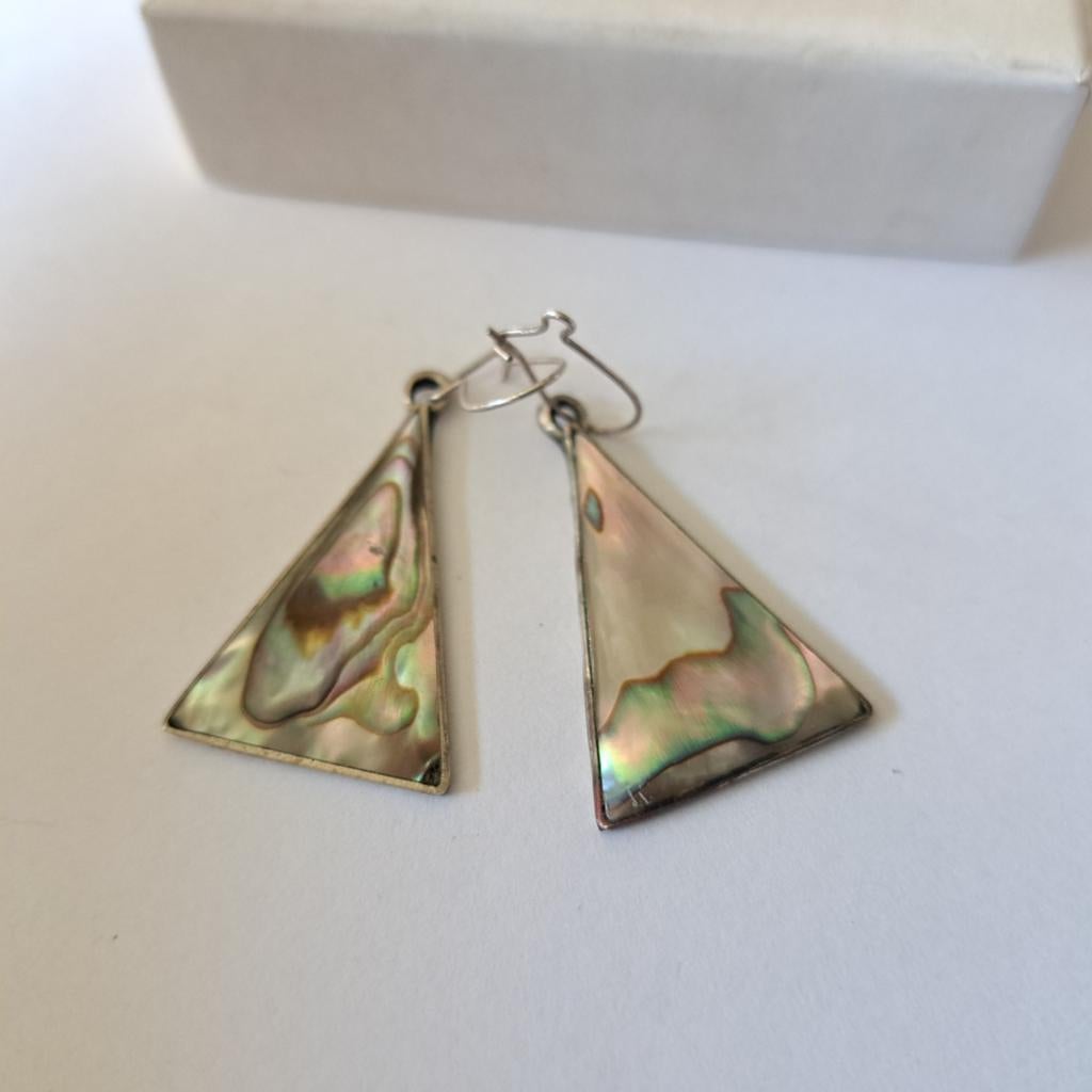 Vintage oorbellen abalone schelp, Sieraden, Tassen en Uiterlijk, Oorbellen, Verzenden, Overige kleuren, Overige materialen