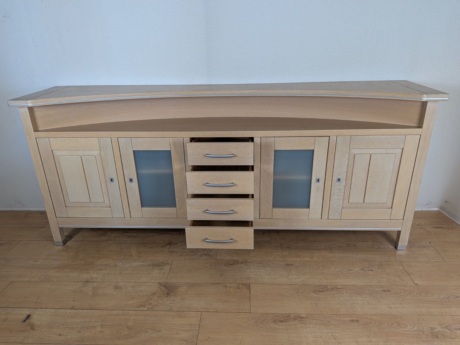 lGroot Eiken Bar-Dressoir / Buffetkast met Gebogen Barblad, Modern, Scandinavisch, Onbekend, Met lade(s), Ophalen of Verzenden