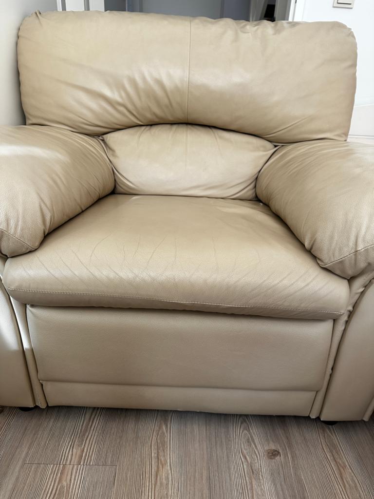 Gratis Leren Bank Beige - Vandaag Ophalen!, Ophalen, Zo goed als nieuw