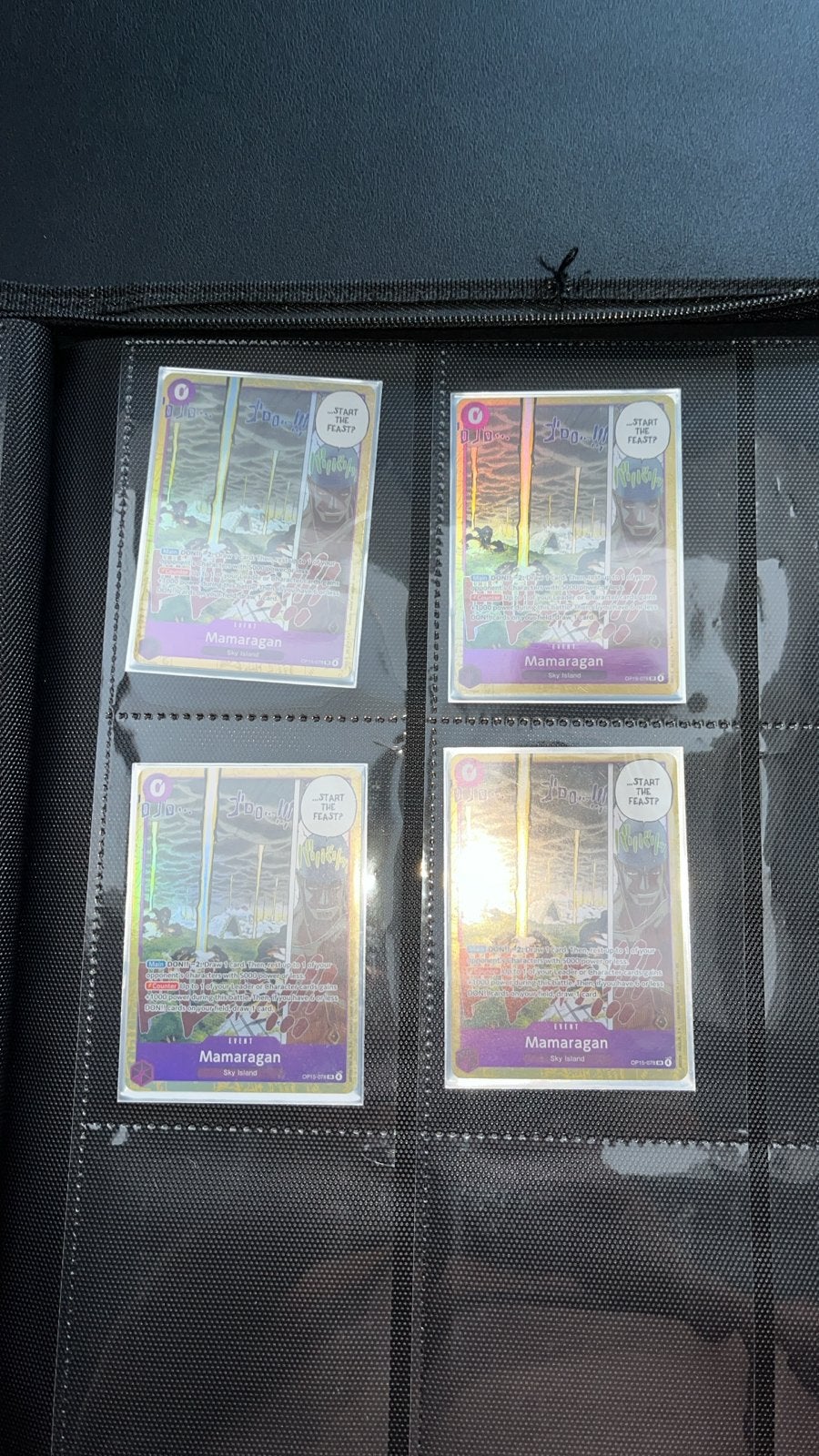 4x Mamaragan One Piece Kaarten - Foil Sky Island Event, Hobby en Vrije tijd, Verzamelkaartspellen | Magic the Gathering, Ophalen of Verzenden