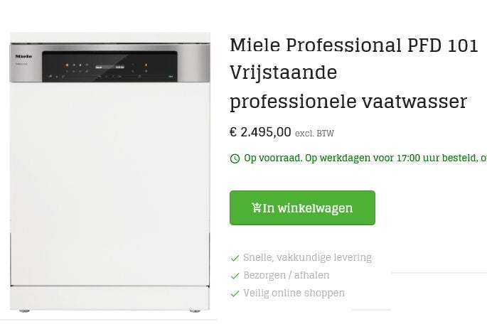 ZGAN Miele PFD 101 Vrijstaande professionele vaatwasser, Ophalen, 60 cm of meer, Energieklasse A of zuiniger, Zo goed als nieuw