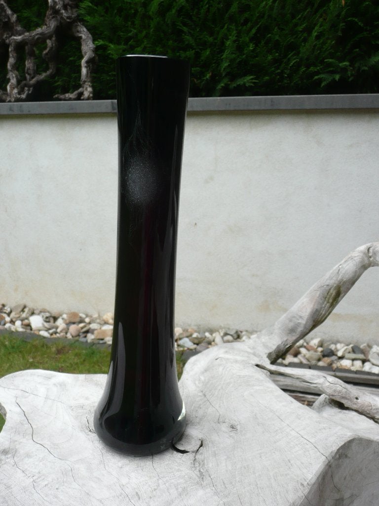 Design vaas glas kleur aubergine gesigneerd PF '89 I., Ophalen of Verzenden, Glas