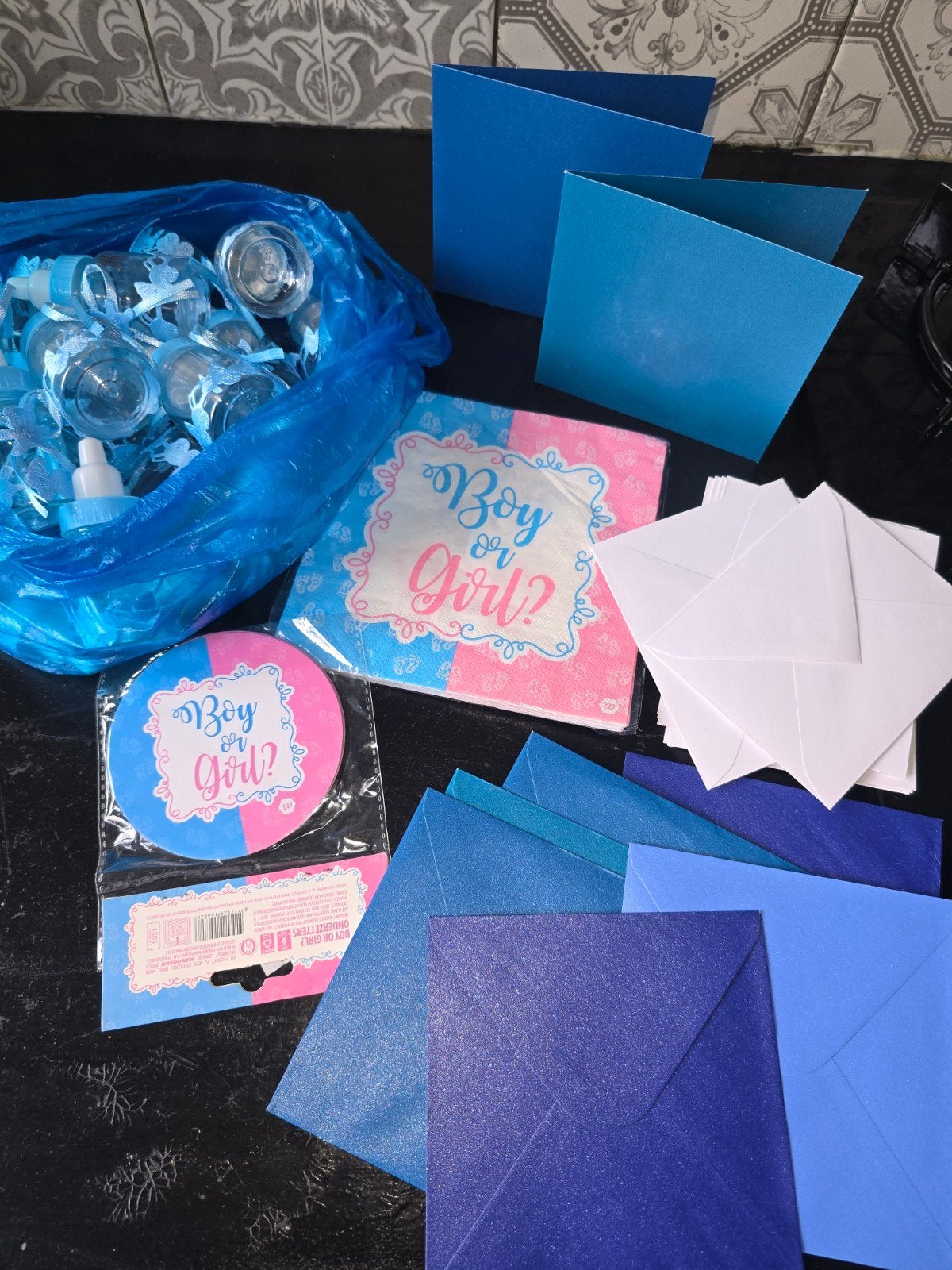 Gender reveal spullen totaal €5,-, Ophalen of Verzenden, Nieuw, Versiering, Geboorte of Huwelijk