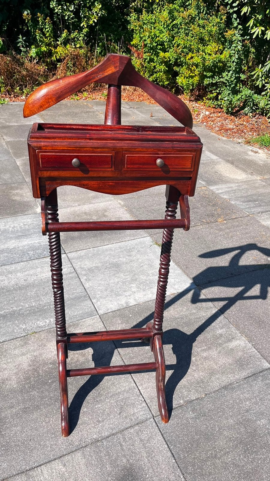 Vintage Heren Valet Stand / Kledingrek van Hout, Ophalen, Gebruikt, 100 tot 150 cm, Staande kapstok