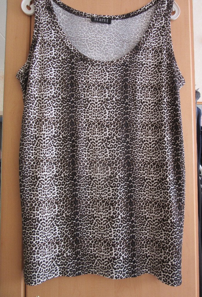 Top - Sempre - bruin-zwart-wit - Maat xl, Kleding | Dames, Tops, Nieuw, Maat 46/48 (XL) of groter, Bruin, Zonder mouw, Verzenden