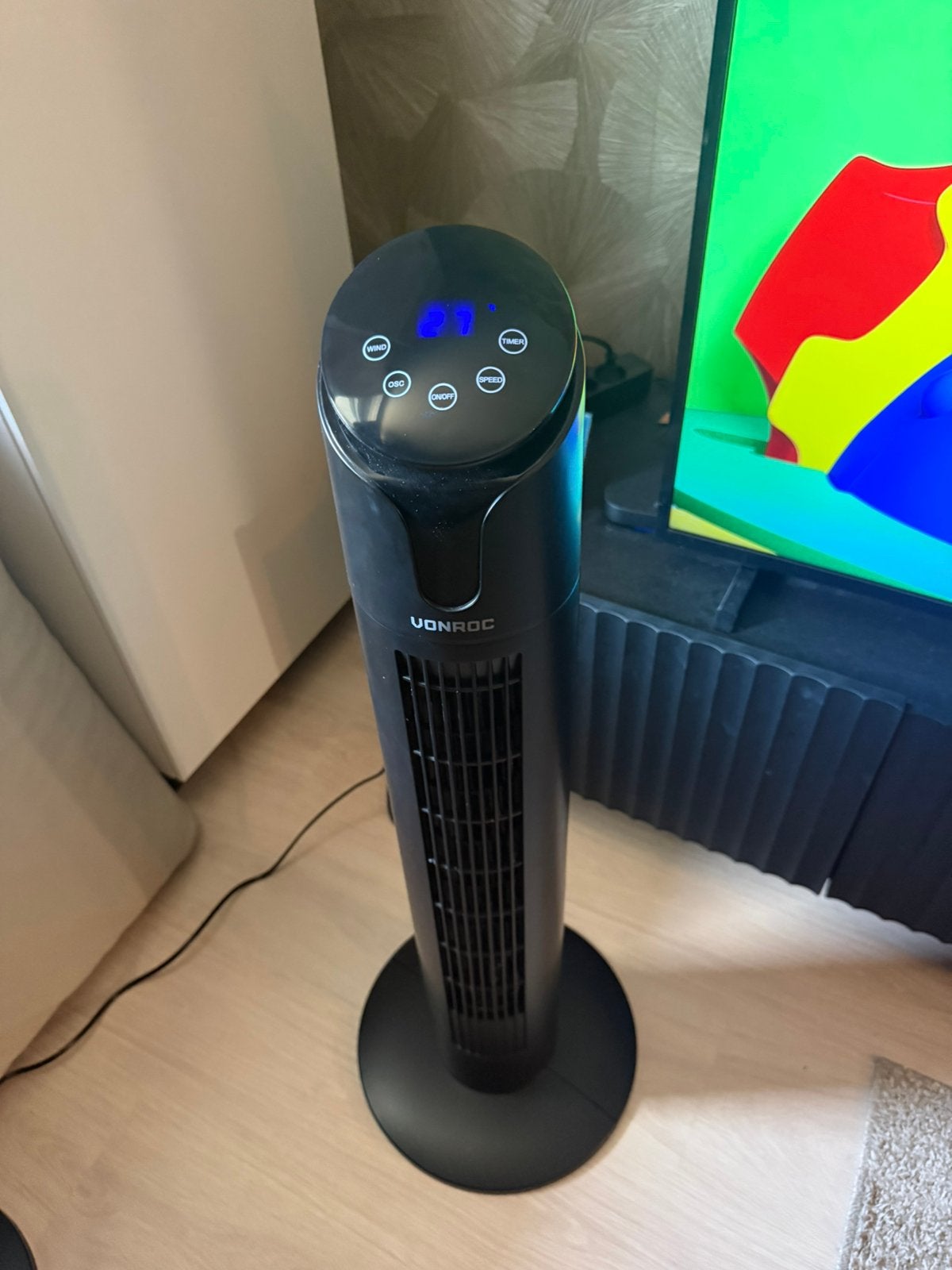 LUXE TORENVENTILATOR – 86 CM - 3 SNELHEDEN – ZWART, Ophalen, Zo goed als nieuw, Torenventilator