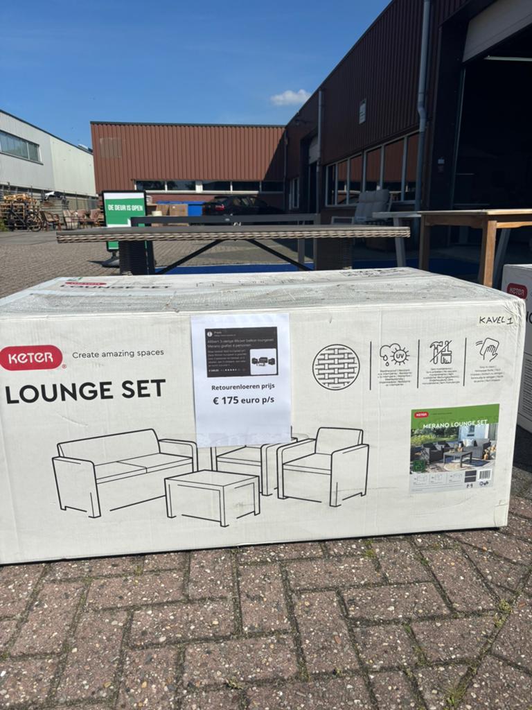 Wicker balkon loungeset van keter nieuw, Tuin en Terras, Tuinsets en Loungesets, Ophalen, 4 zitplaatsen, Keter, Nieuw