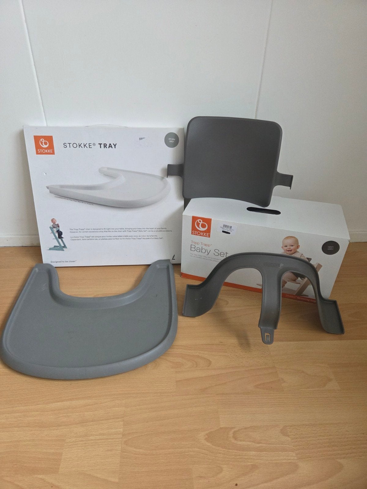Stokke Tripp Trapp Baby Set & Tray - Storm Grey, Ophalen, Zo goed als nieuw, Meegroeistoel, Afneembaar eetblad