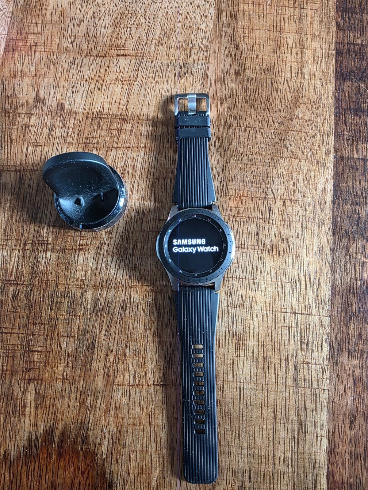 Samsung Galaxy Watch (46mm) Zilver met oplader, Stappen, Gebruikt, Ophalen of Verzenden, Samsung