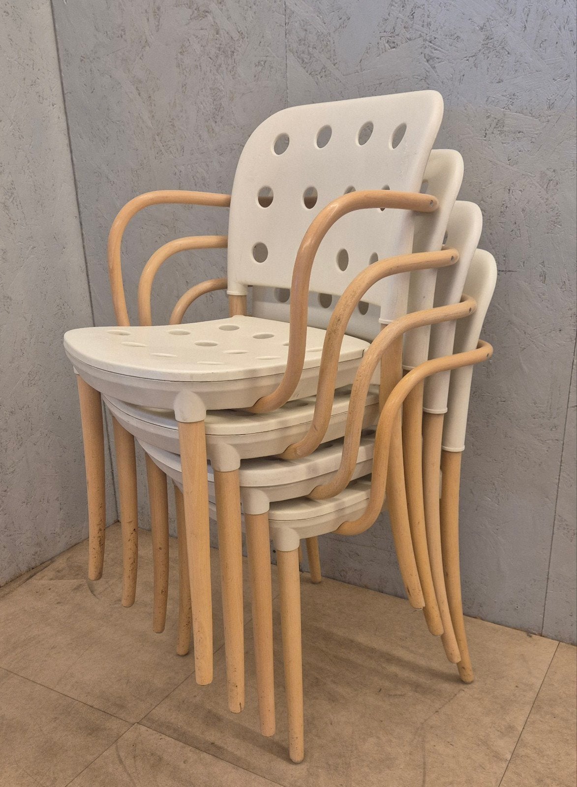 4x Antonio Citterio Minni design armstoel van Halifax, Huis en Inrichting, Stoelen, Ophalen, Kunststof, Gebruikt, Wit