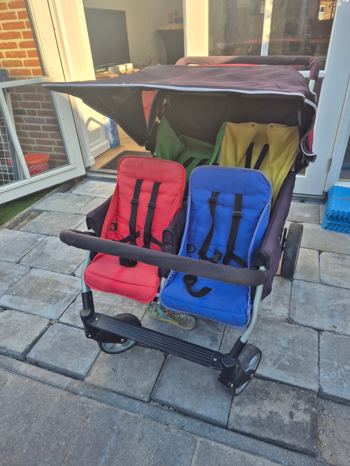Familidoo 4-persoons kinderwagen met regenhoes, Gebruikt, Duowagen, Ophalen, Kinderwagen