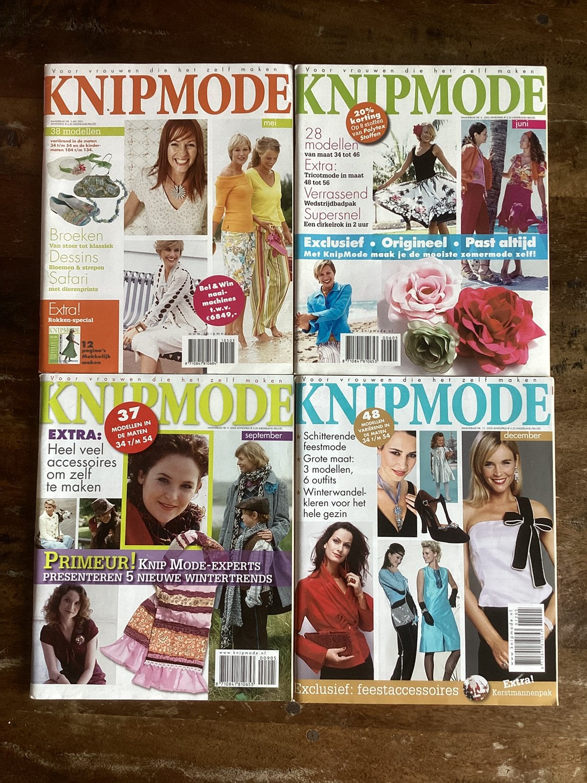4x Knipmode naaitijdschriften, 5,6,9 en 12 2005., Ophalen of Verzenden, Zo goed als nieuw, Vrouw, Knipmode