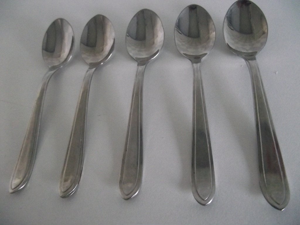 5 vintage RVS puntfilet Espresso lepel 9 cm Gero Libra p st, Antiek en Kunst, Ophalen of Verzenden