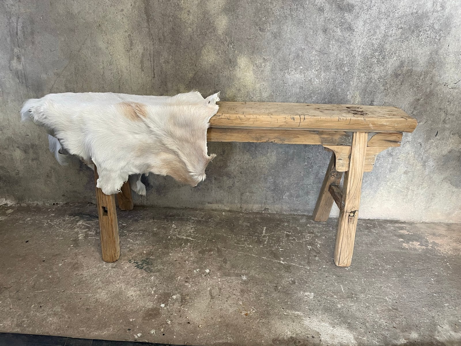 Stoer oud Chinees bankje / krukje - 112x15x52 cm, Ophalen of Verzenden