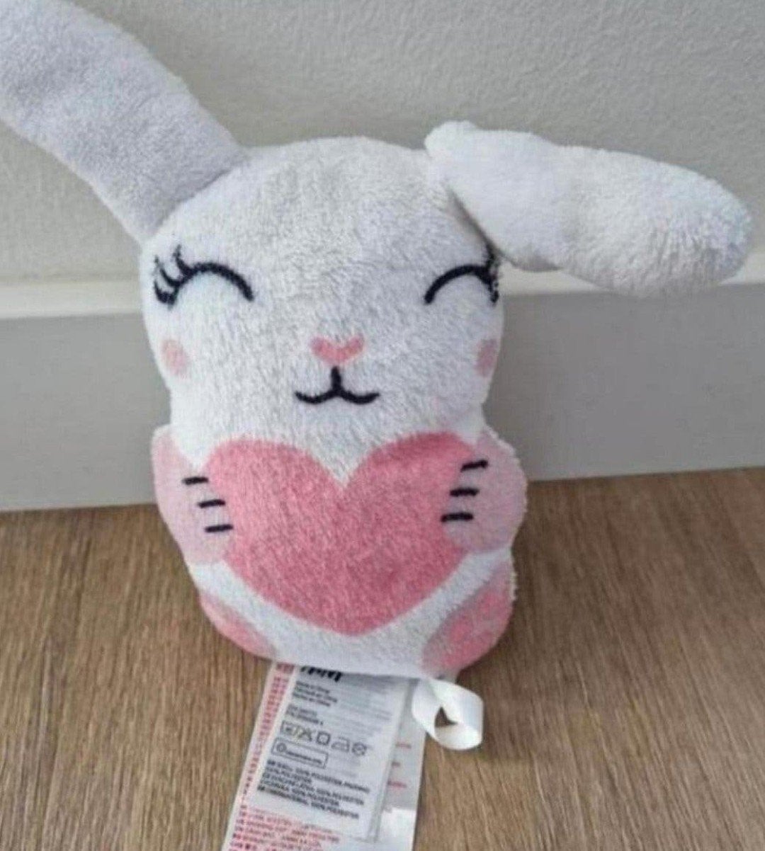 Knuffel H&M konijn roze hart schattig wit 17 cm K8741, Ophalen of Verzenden, Zo goed als nieuw, Konijn