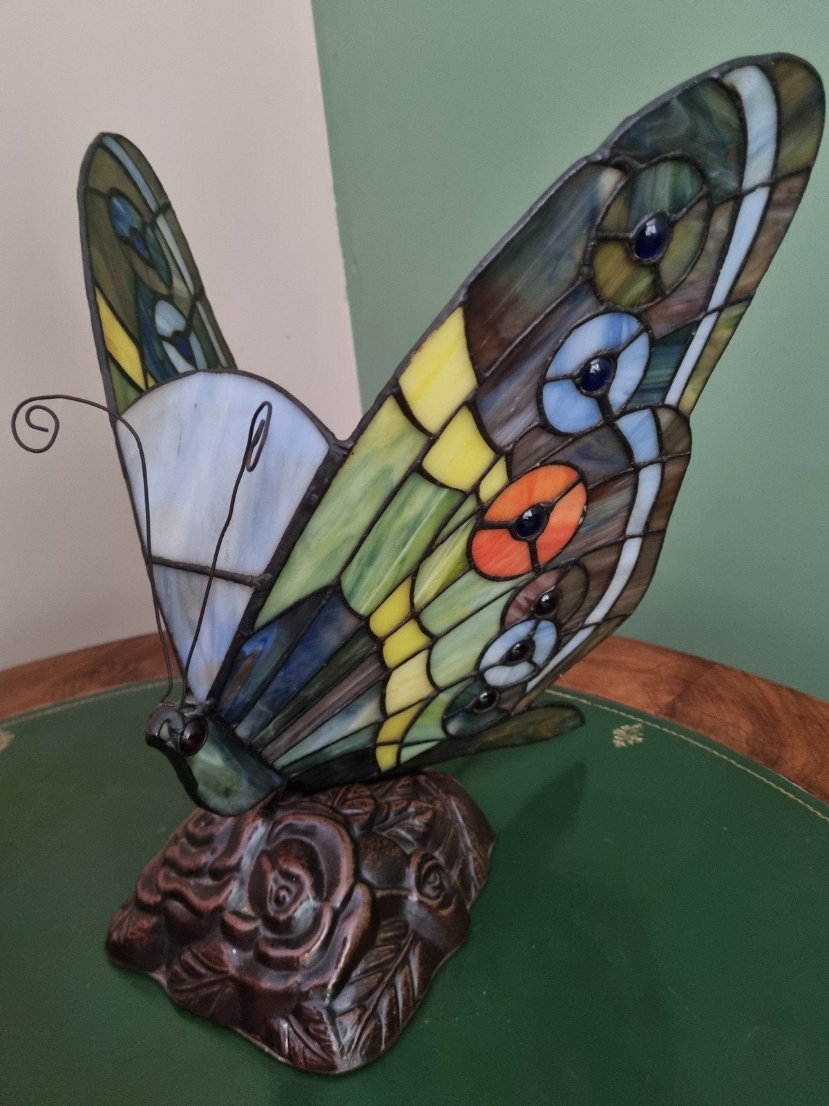 Tiffany Stijl Vlinder Lamp - Unieke Glas-in-lood Tafellamp, Antiek en Kunst, Ophalen