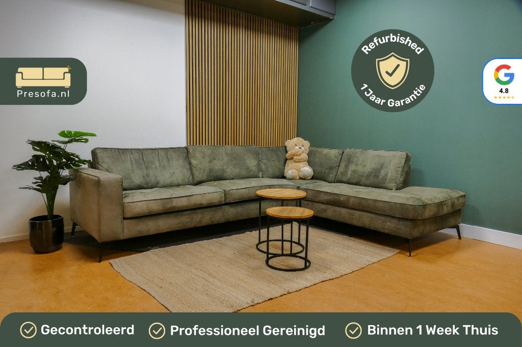 Hoekbank Groen Microvezel Feelings [Refurbished], 250 tot 300 cm, -, -, Hoekbank