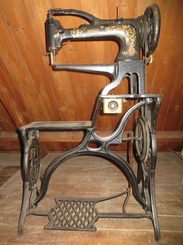 Antieke Singer Leder Trap Naaimachine, Ophalen