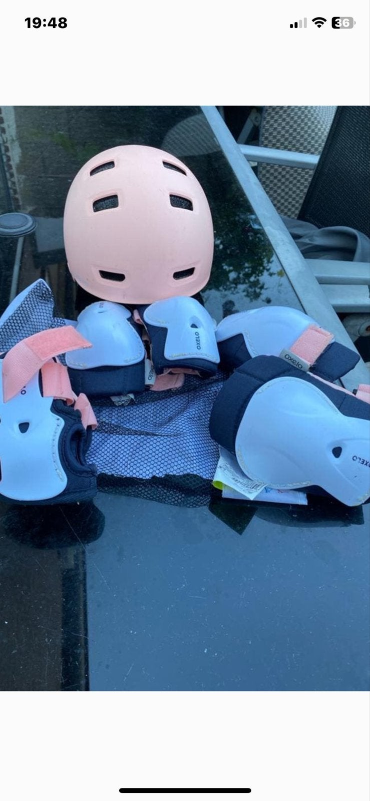 Oxelo kinderhelm en beschermset roze - Maat 2XS, Ophalen of Verzenden, Gebruikt, XXS, Jongen of Meisje